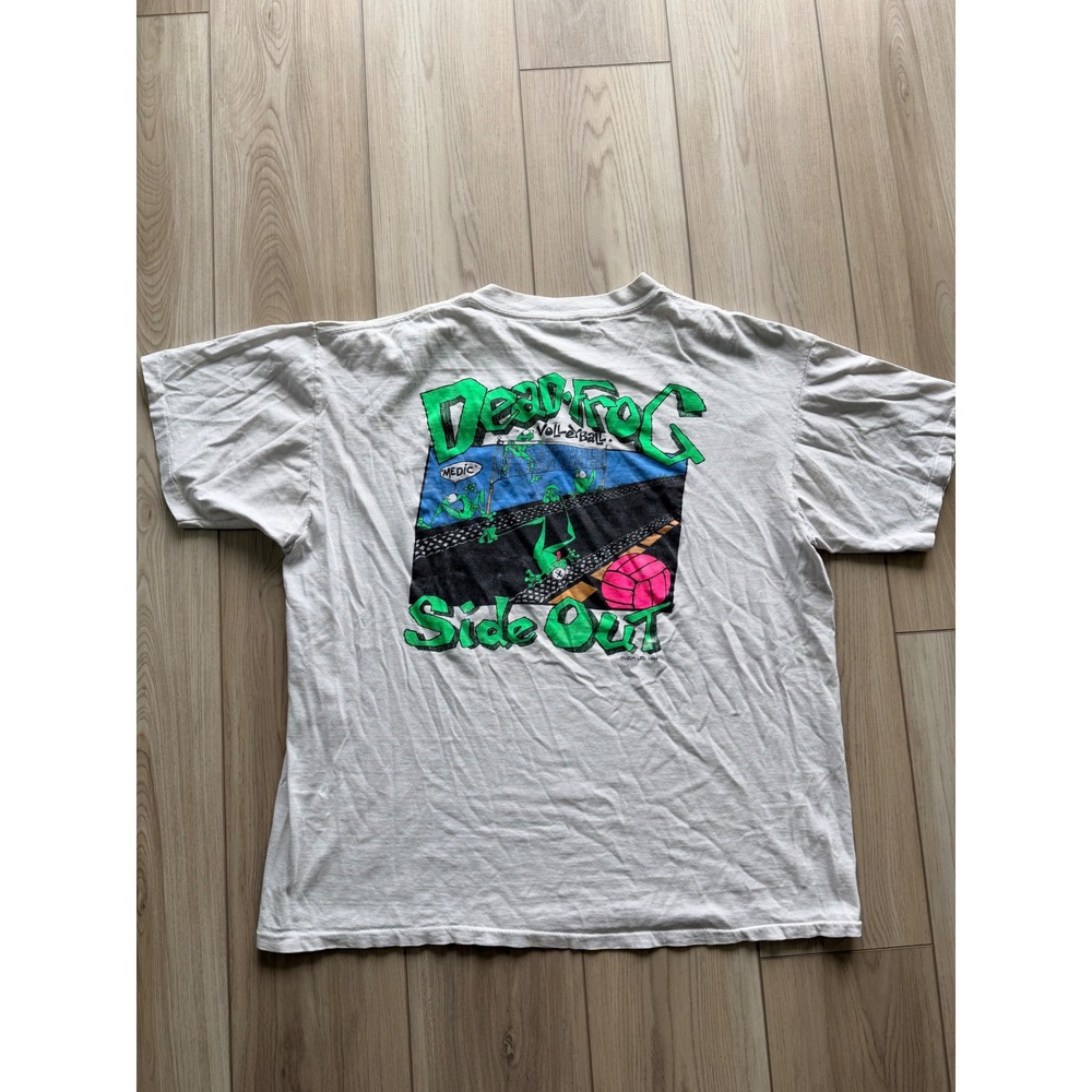 1993 Vintage Dead Frog Volleyball T-Shirt Mens XL White Graphic Single Stitch